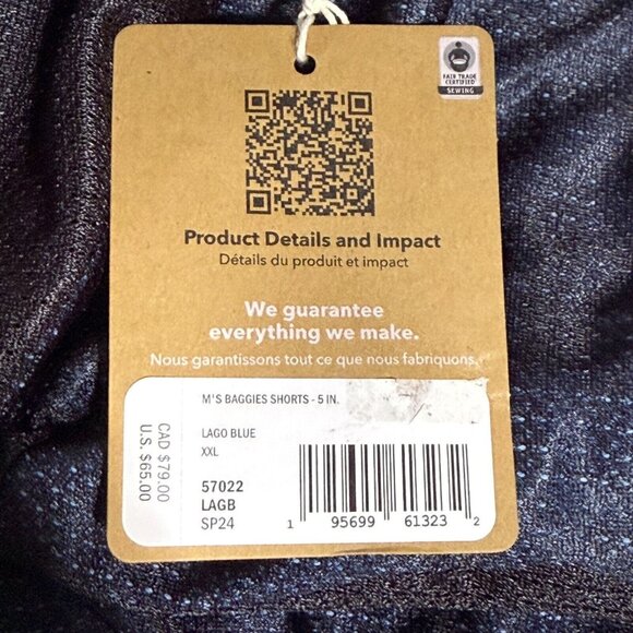 Patagonia Men's 5” Baggies Swim Trunk Shorts Lago Blue Size XX-Large - Picture 8 of 8